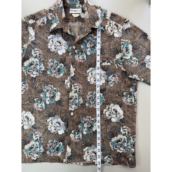 VTG 70s Tori Richard Hawaiian Shirt Mens L Flare Collar Japanese Flower Aloha - Picture 4 of 9